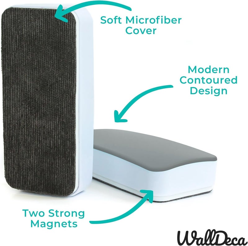 WallDeca Dry Eraser, Felt Bottom Surface Whiteboard Cleaner, Dry Wipe Board Eraser, Magnetic Tool for Dry Erase Board, Works on All Whiteboard Surfaces, Glass Board and Presentation Surfaces (Grey) - Image 2